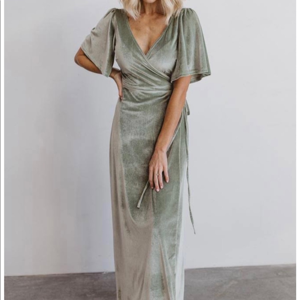 Baltic Born Meghan Velvet Wrap Maxi Dress- Sage